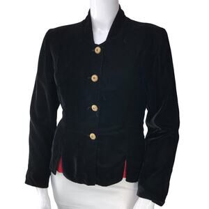 Tom Barra Collection Women Size 12 Black Velvet Jacket Red Godet Insert USA Made